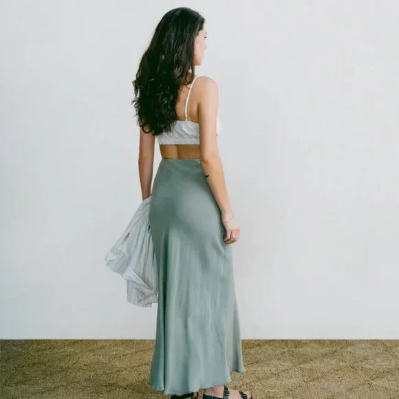 Ozma of California Harper Maxi Skirt in Seaweed - Picture 3 of 4